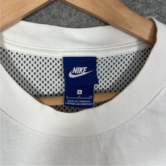 NIKE T Shirt Size Small Womens White Center Swoosh Mesh Crop Breathable Top - Picture 4 of 10